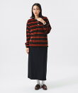 【別注】Healthknit / ボーダー ベロア ヘンリーネック