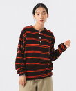 【別注】Healthknit / ボーダー ベロア ヘンリーネック