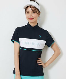 【SALE／40%OFF】JUN&ROPE' 【ECO】【UV】フロントロゴメッシュコンビ半袖プルオーバー ジュンアンドロペ トップス カットソー・Tシャツ ブラック ホワイト グリーン イエロー【送料無料】