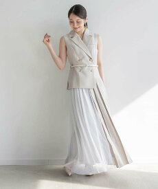 RANDA 【4サイズ展開】ジャケットライクプリーツレイヤードワンピース ランダ ワンピース・ドレス ワンピース ピンク グレー ネイビー【送料無料】