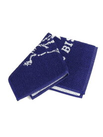 IL BISONTE イルビゾンテ コットン ロゴ入り ハンドタオル ブルーコムブルー ファッション雑貨 ハンカチ・ハンドタオル