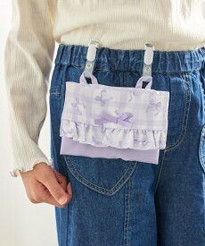 【SALE／30%OFF】ROPE' PICNIC KIDS 【KIDS/キッズ】チェック*リボン柄移動ポケット ロペピクニック 財布・ポーチ・ケース ポーチ ブルー パープル
