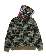A BATHING APE STA OVER PRINT 1ST CAMO MESH SHARK CROPPED FIT FULL ZIP HOODIE ア ベイシング エイプ …