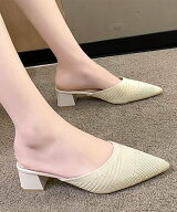 【SALE／35%OFF】miniministore ニットミュールパンプス チャンキーヒール ミニミニストア シューズ・靴 …