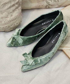 【SALE／30%OFF】carino ベルベットリボンパンプス モード・エ・ジャコモ×イング シューズ・靴 パンプス ホワイト グリーン ブラウン【送料無料】