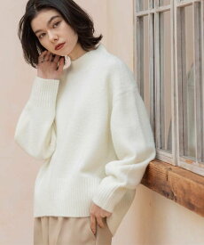 OPAQUE.CLIP ふわふわハイネックニット【洗濯機OK】 オペークドットクリップ トップス ニット グリーン グレー ブラウン イエロー ホワイト レッド ピンク ブラック ブルー オレンジ パープル