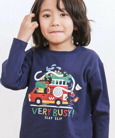 【SALE／14%OFF】SLAP SLIP 【スララク/防汚加工/オーガニックコットン】わくわくデザイン男の子長袖Tシャツ(80~130cm) ベベ オンライン ストア トップス カットソー・Tシャツ ベージュ グリーン ネイビー ホワイト