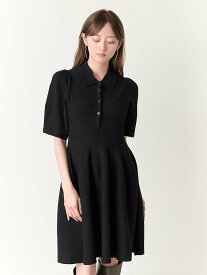 【SALE／50%OFF】SNIDEL ストラクチャードニットポロワンピース スナイデル ワンピース・ドレス ワンピース ブラック ホワイト【送料無料】