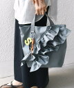 【SALE／10%OFF】SHIPS WOMEN 【WEB限定】チャーム 付き フリル トート シップス バッグ トートバッグ グレー ベージュ ブラウン ブラック【送料無料】