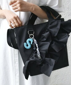 【SALE／10%OFF】SHIPS WOMEN 【WEB限定】チャーム 付き フリル トート シップス バッグ トートバッグ グレー ベージュ ブラウン ブラック【送料無料】