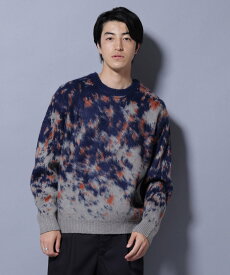 【SALE／30%OFF】NANO universe アート柄クルーネックニット2 ブライトカラー ナノユニバース トップス ニット【送料無料】