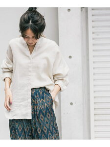 【SALE/40%OFF】KBF KBF+ Terre de Linルーズシャツ ケービーエフ シャツ/ブラウス シャツ/ブラウスその他 ベージュ グリーン【送料無料】