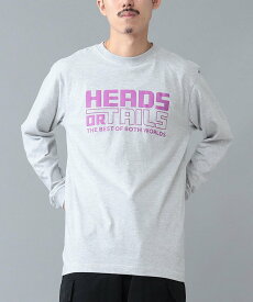 【SALE／30%OFF】BEAMS T 【SPECIAL PRICE】BEAMS T / HEADS OR TAILS ロングスリーブ Tシャツ ビームス アウトレット トップス カットソー・Tシャツ グレー ネイビー