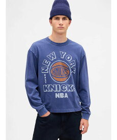 GAP (U)NBA ニューヨーク ニックス クロップド グラフィックTシャツ ギャップ トップス カットソー・Tシャツ ブルー【送料無料】
