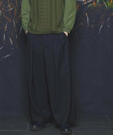 MAISON SPECIAL CORDURA Wool Tow-Tuck Wide Pants メゾンスペシャル パンツ スラックス・ドレスパンツ ブラック グレー カーキ ネイビー【送料無料】