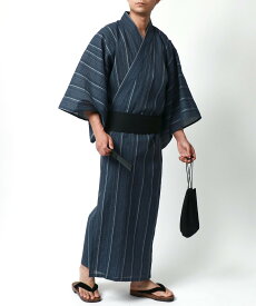 MARUKAWA 浴衣 メンズ しじら 織 下駄 扇子 帯 巾着 袋 5点セット 和服 和装 マルカワ 着物・浴衣・和装小物 浴衣 ネイビー ブラック グレー【送料無料】