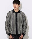 【SALE／70%OFF】BEAMS HEART MEN ストライプ 襟付き カーディガン ビームス アウトレット トップス カーディガン グリーン ブラック
