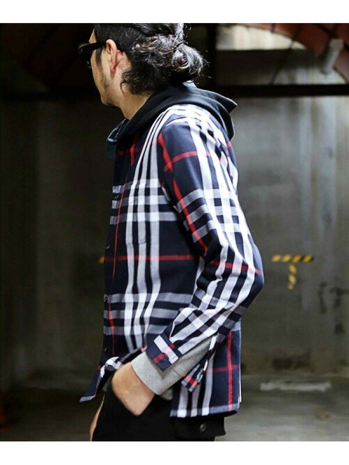 Men S Bigi ツイルビッグチェックシャツパーカ Rakuten Fashion 楽天ファッション 旧楽天ブランドアベニュー Bj0174