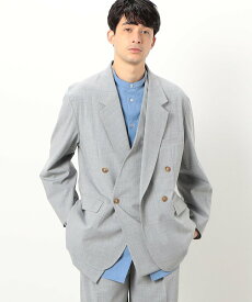 【SALE／64%OFF】COMME CA ISM 【セットアップ対応】ウォッシャブル リサイクル かすりチェック トロ ダブル ジャケット コムサイズム ジャケット・アウター テーラードジャケット・ブレザー グレー ネイビー【送料無料】