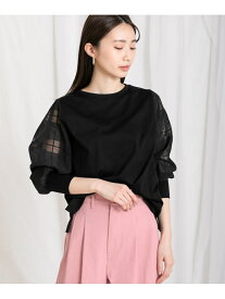 【SALE／20%OFF】FAVORI 2_天竺×シアーCKパフSV グレディブリリアン トップス その他のトップス ブラック ホワイト【送料無料】