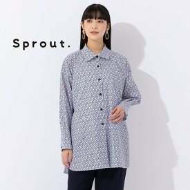 Liliane Burty 【Sprout.】トルコ製素材 幾何プリントブラウス リリアンビューティ トップス シャツ・ブラウス ブルー【送料無料】