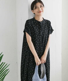 【SALE／30%OFF】URBAN RESEARCH DOORS リネンレーヨンドットフレアワンピース アーバンリサーチドアーズ ワンピース・ドレス ワンピース ブラック ホワイト【送料無料】