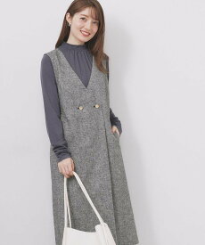 index ラップ風ツイードジャンスカ【洗濯機OK/防シワ】 インデックス ワンピース・ドレス その他のワンピース・ドレス ブラウン ブラック【送料無料】