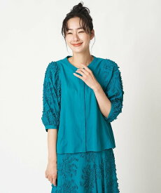 【SALE／50%OFF】HIROKO BIS 【洗える】パフスリーブ3D刺繍ブラウス ヒロコ ビス トップス シャツ・ブラウス グリーン ネイビー ホワイト【送料無料】