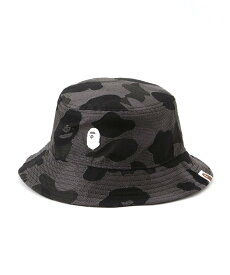 A BATHING APE CAMO ONE POINT METAL LOGO PIN BUCKET HAT ア ベイシング エイプ 帽子 ハット ブラック【送料無料】