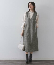 OPAQUE.CLIP ラメツイードジャンスカ【洗濯機OK】 オペークドットクリップ ワンピース・ドレス その他のワンピース・ドレス ブラック ブラウン【送料無料】