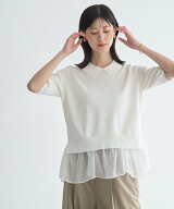 YECCA VECCA 2way襟付きフリルレイヤードニット イェッカヴェッカ トップス ニット グレー ホワイト ブラ…