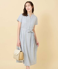 【SALE／10%OFF】UNTITLED 【清涼感/洗える/ミモレ丈】麻調 スラブワンピース アンタイトル ワンピース・ドレス その他のワンピース・ドレス グレー ベージュ ネイビー【送料無料】