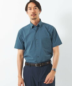 【SALE／30%OFF】UNITED ARROWS green label relaxing ラッカン サッカーチェック スタンダード ドレスシャツ -ストレッチ・イージーアイロン・吸水速乾- ユナイテッドアローズ アウトレット トップス シャツ・ブラウス ネイビー ブルー【送料無料】