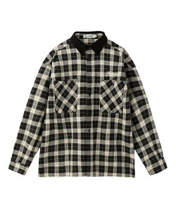 MILKFED. HEART ELBOW PATCH PLAID SHIRT �~���N�t�F�h �g�b�v�X �V���c�E�u���E�X �l�C�r�[ �s���N �u���b�N�y���������z