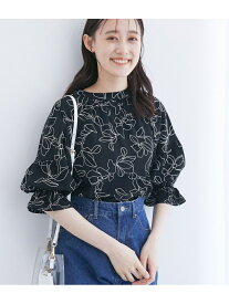 【SALE／50%OFF】VIS 【セットアップ対応】【WEB限定】アソート柄ボリュームブラウス ビス トップス シャツ・ブラウス ブラック ホワイト ネイビー