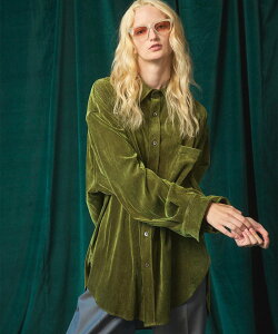MAISON SPECIAL Prime-Over Flocky Print Regular Collar Shirt Coat ���]���X�y�V���� �g�b�v�X �V���c�E�u���E�X �u���b�N �O���[�� �O���[�y���������z
