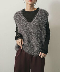 【SALE／18%OFF】SENSE OF PLACE モールフェザーニットベスト センス オブ プレイス トップス ベスト・ジレ ブラック ベージュ ホワイト ブラウン グレー【送料無料】