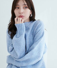 natural couture ウール&リサイクルポリブレンドニットプルオーバー ナチュラルクチュール トップス ニット ブルー グレー ホワイト ブラウン ブラック ピンク レッド【送料無料】