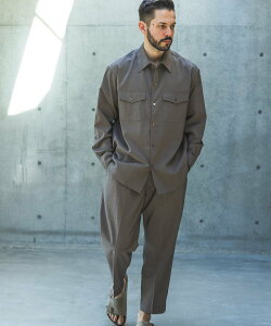 MR.OLIVE QUICK-DRYING TAFFETA /CPO SHIRT �~�X�^�[�I���[�u �g�b�v�X �V���c�E�u���E�X �u���b�N �u���E���y���������z