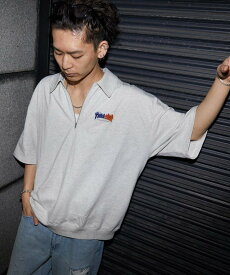 【SALE／55%OFF】THRASHER 別注 HALF ZIP TOP/ハーフジップTee(限定展開) フリークスストア トップス カットソー・Tシャツ グレー ブラック ネイビー