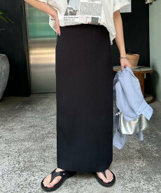 Discoat リブナロースカート ディスコート スカート ロング・マキシスカート ブラウン グレー ブラック ホワイト【送料無料】