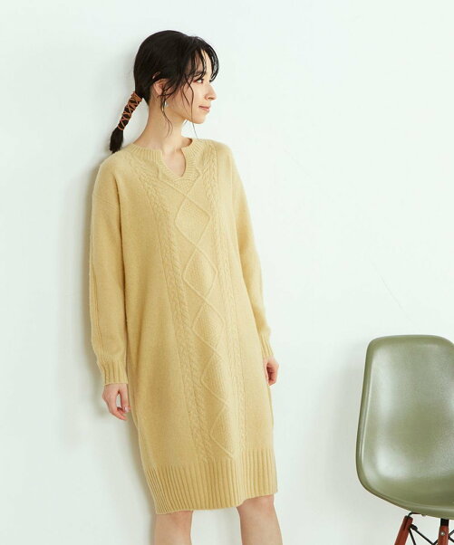 Comme Ca Ism ラムウール ケーブル キーネック ニットワンピース Rakuten Fashion 楽天ファッション 旧楽天 ブランドアベニュー V