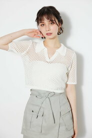 【SALE／40%OFF】rienda メッシュシャツKnit TOP リエンダ トップス ニット ホワイト ブラック パープル【送料無料】