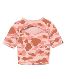 A BATHING APE 1ST CAMO CUT OUT TEE ア ベイシング エイプ トップス カットソー・Tシャツ グリーン ピンク【送料無料】