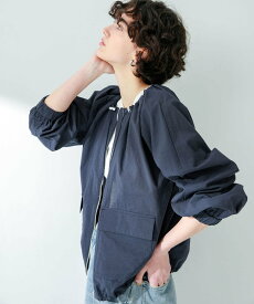 【SALE／10%OFF】Sonny Label ノーカラーギャザーブルゾン サニーレーベル ジャケット・アウター ブルゾン・ジャンパー ホワイト ネイビー グレー【送料無料】