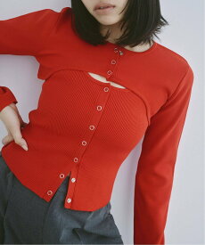 【SALE／30%OFF】U by SPICK&SPAN リングドットクロップカーデタンクセット ユーバイスピックアンドスパン トップス カーディガン ブラック レッド【送料無料】