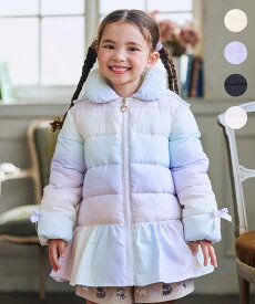 【SALE／30%OFF】ANY KIDS 【フード取り外し/洗濯機可能】中綿フリル リボンコート エニィ ジャケット・アウター ダウンジャケット・ダウンベスト ベージュ ネイビー パープル