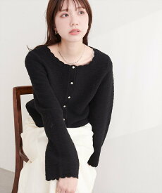 natural couture スカラップカーディガン ナチュラルクチュール トップス カーディガン ホワイト ブラック ブルー ピンク レッド【送料無料】