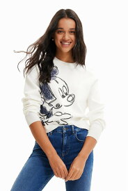 【SALE／50%OFF】Desigual ミッキーマウス 刺繍セーター デシグアル トップス ニット ホワイト【送料無料】