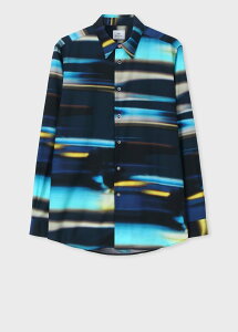 "�ySALE�^20%OFF�zPS Paul Smith ""Motion Blur"" �v�����g�V���c �|�[���E�X�~�X �g�b�v�X �V���c�E�u���E�X �z���C�g �l�C�r�[�y���������z"